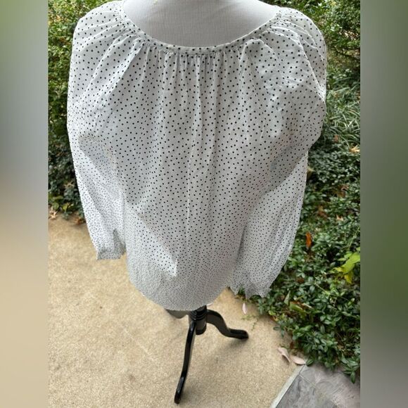 Loft Black and White Polka Dot Top size M - Picture 6 of 7